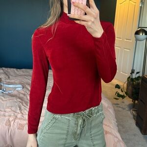 Vintage slinky 90’s Women's Red mock neck Top